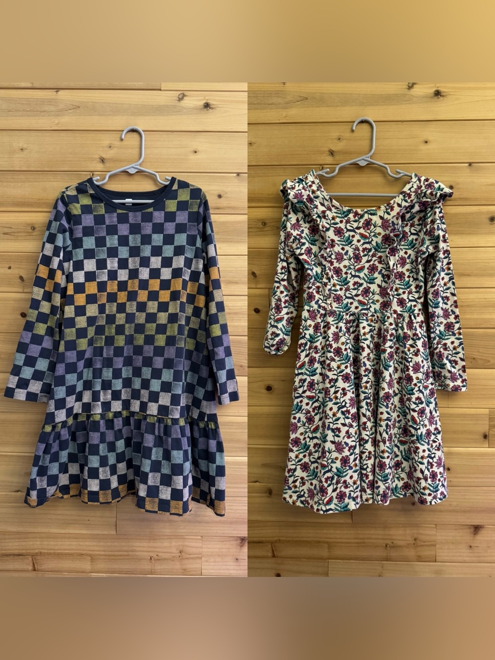 Bundle Tea Size 8 Girls Long Sleeve Dress Bundle Floral Ruffle Checker Winter